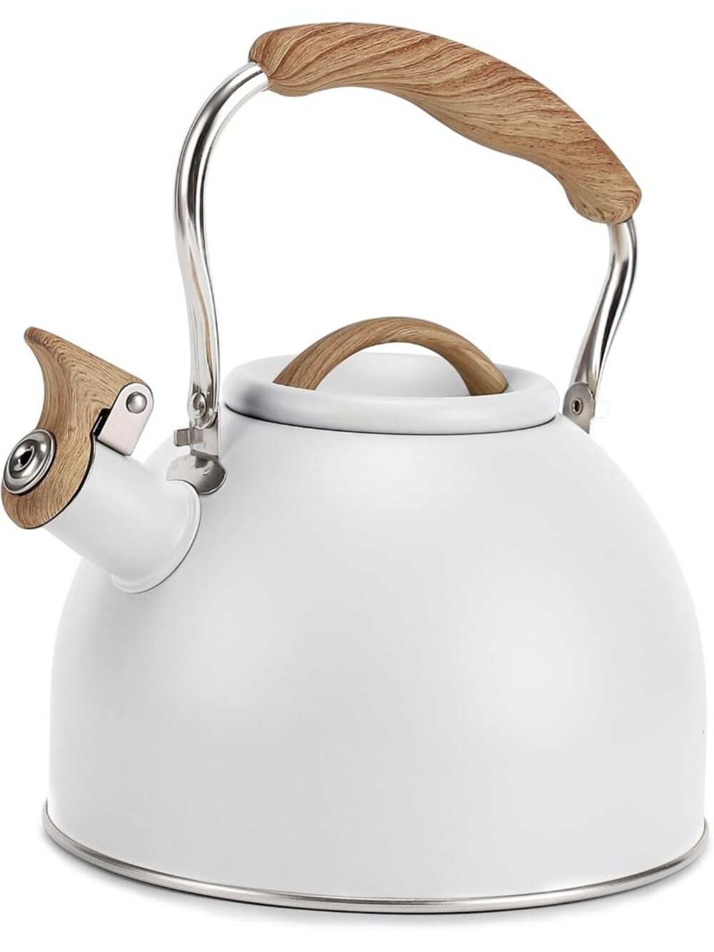 White Kitchen Whistling Tea Kettles 100 OZ / 3 L Stainless Steel Stovetop Teapot